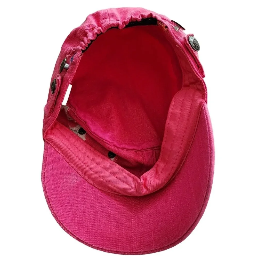 Cheveaux Girl's Pink Denim‎ Distressed Painter's Cap